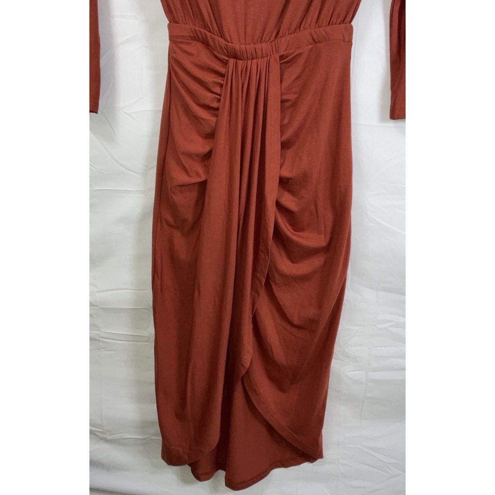 NWT Women's Pretty Garden Ruched Midi‎ Dress Long Sleeve Dress Copper - Small - Picture 4 of 6